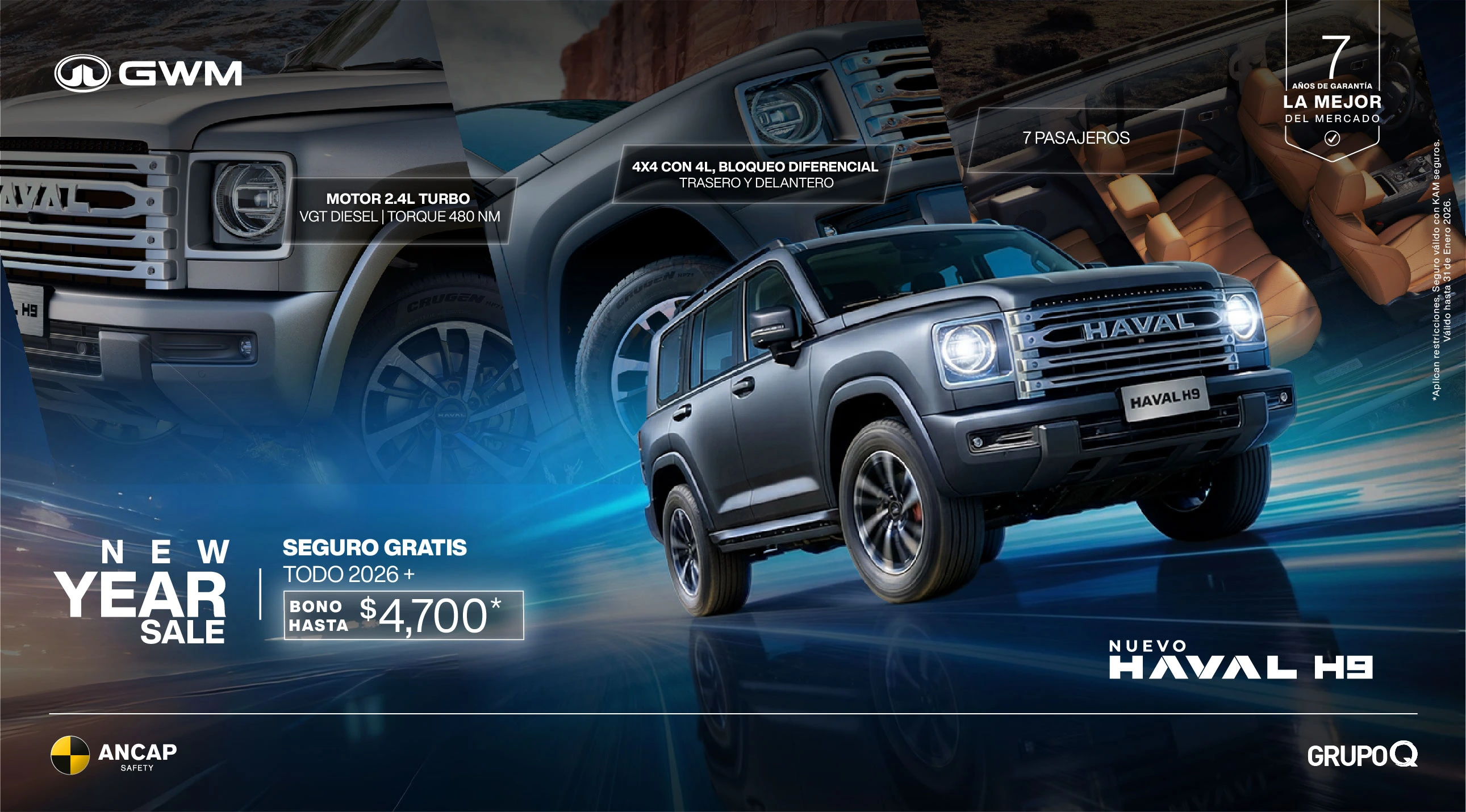 GWM - NUEVO Haval H9 - TURBO DIÉSEL - 7 PASAJEROS - Grupo Q